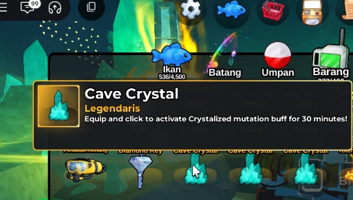 Cara Mendapatkan Cave Crystal di Fishit